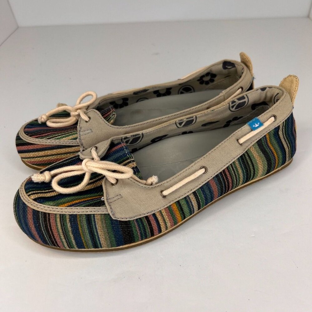 Freewaters Womens Multicolor Do Some God Striped Slip-On Size 7 Boat Shoes